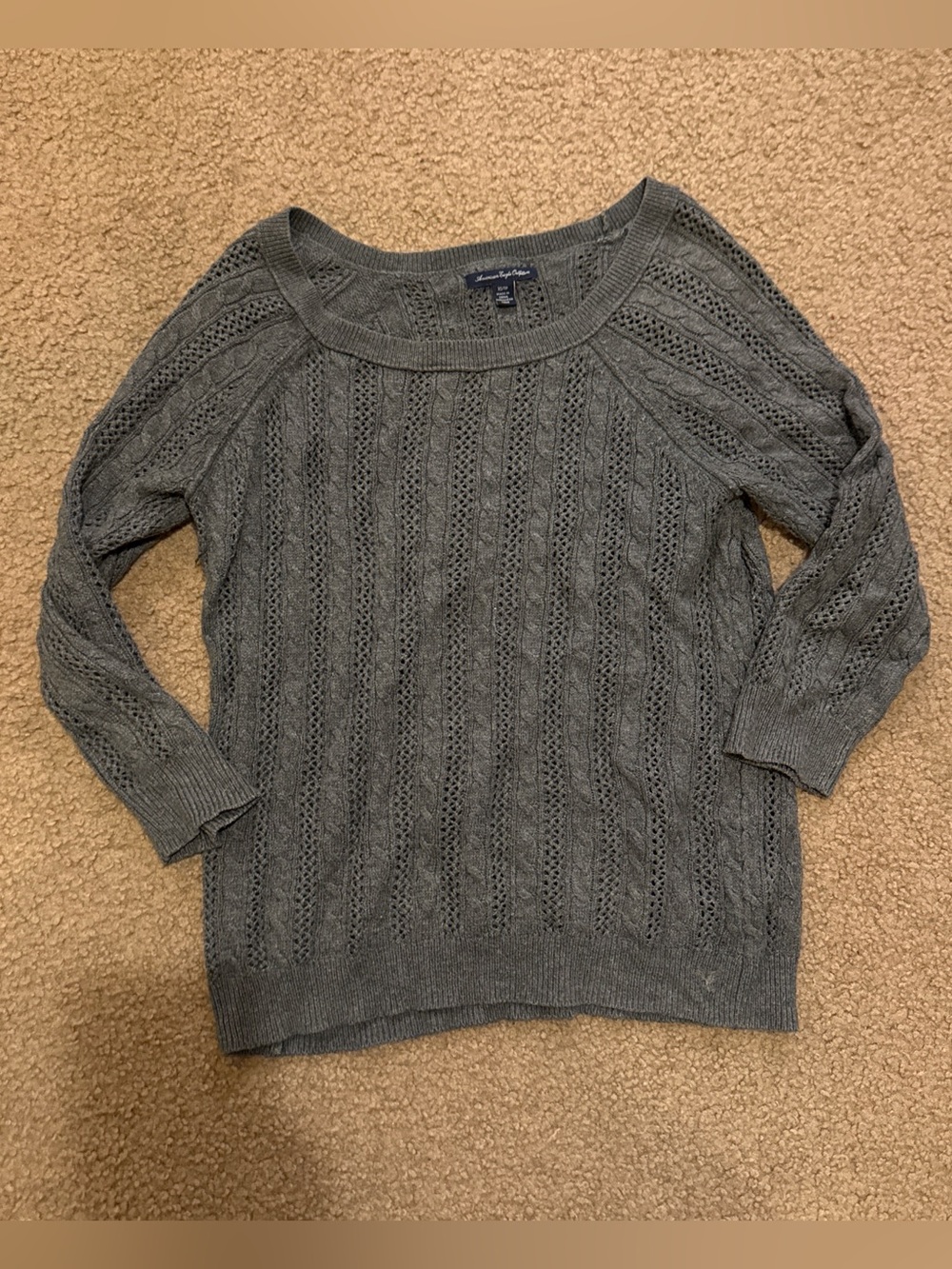 AEO gray cable knit sweater